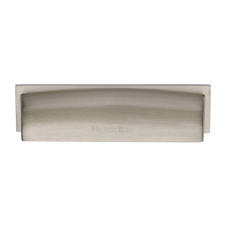 High quality image of Heritage Brass - Drawer Cup Pull Shropshire Design 152mm CTC Satin Nickel Finish | Sku. c2765-152-sn | Trade Door Handles, Kendal.