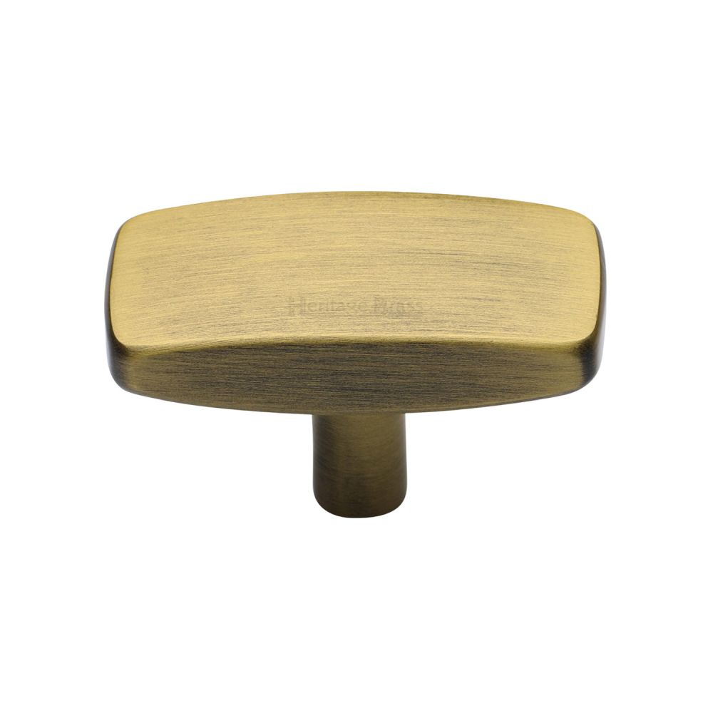 High quality image of Heritage Brass - Cabinet Knob Rectangular Design 41mm Antique Brass Finish | Sku. c3384-41-at | Trade Door Handles, Kendal.
