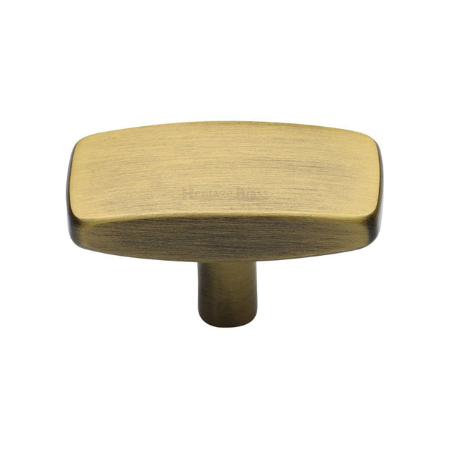 High quality image of Heritage Brass - Cabinet Knob Rectangular Design 41mm Antique Brass Finish | Sku. c3384-41-at | Trade Door Handles, Kendal.