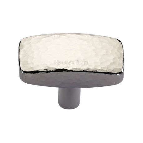 High quality image of Heritage Brass - Cabinet Knob Rectangular Hammered Design 47mm Polished Nickel Finis | Sku. c3386-47-pnf | Trade Door Handles, Kendal.