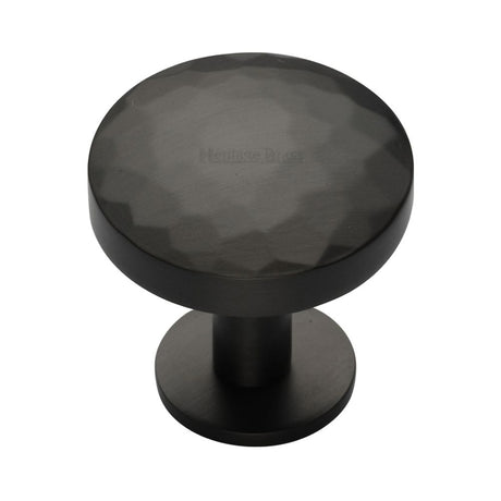 High quality image of Heritage Brass - Cabinet Knob Round Hammered Design with Rose 38mm Matt Bronze F | Sku. c3876-38-mb | Trade Door Handles, Kendal.