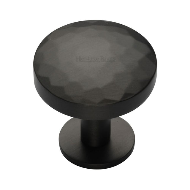 High quality image of Heritage Brass - Cabinet Knob Round Hammered Design with Rose 38mm Matt Bronze F | Sku. c3876-38-mb | Trade Door Handles, Kendal.
