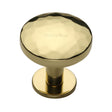 High quality image of Heritage Brass - Cabinet Knob Round Hammered Design with Rose 38mm Polished Brass Fi | Sku. c3876-38-pb | Trade Door Handles, Kendal.