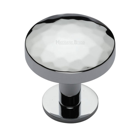 High quality image of Heritage Brass - Cabinet Knob Round Hammered Design with Rose 38mm Polished Chrome F | Sku. c3876-38-pc | Trade Door Handles, Kendal.