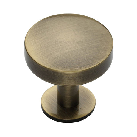 High quality image of Heritage Brass - Cabinet Knob Domed Disc Design with Rose 38mm Antique Brass Finish | Sku. c3878-38-at | Trade Door Handles, Kendal.