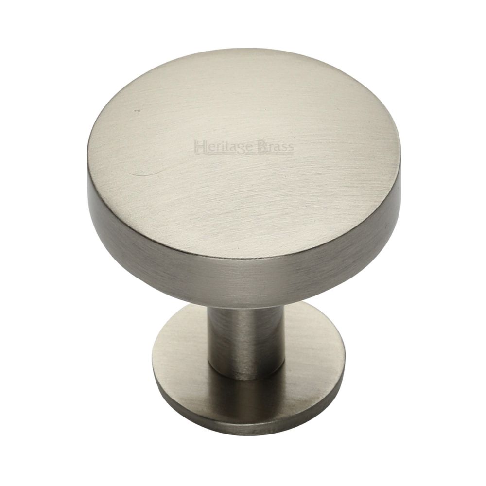 High quality image of Heritage Brass - Cabinet Knob Domed Disc Design with Rose 38mm Satin Nickel Finis | Sku. c3878-38-sn | Trade Door Handles, Kendal.