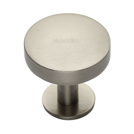 High quality image of Heritage Brass - Cabinet Knob Domed Disc Design with Rose 38mm Satin Nickel Finis | Sku. c3878-38-sn | Trade Door Handles, Kendal.