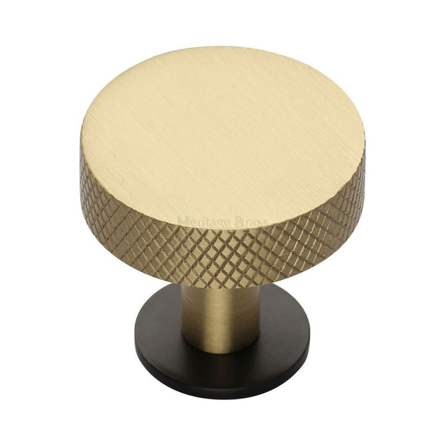 High quality image of Heritage Brass - Cabinet Knob Disc Knurled Design with Rose 38mm Matt Bronze/Sat | Sku. c3882-38-bsb | Trade Door Handles, Kendal.
