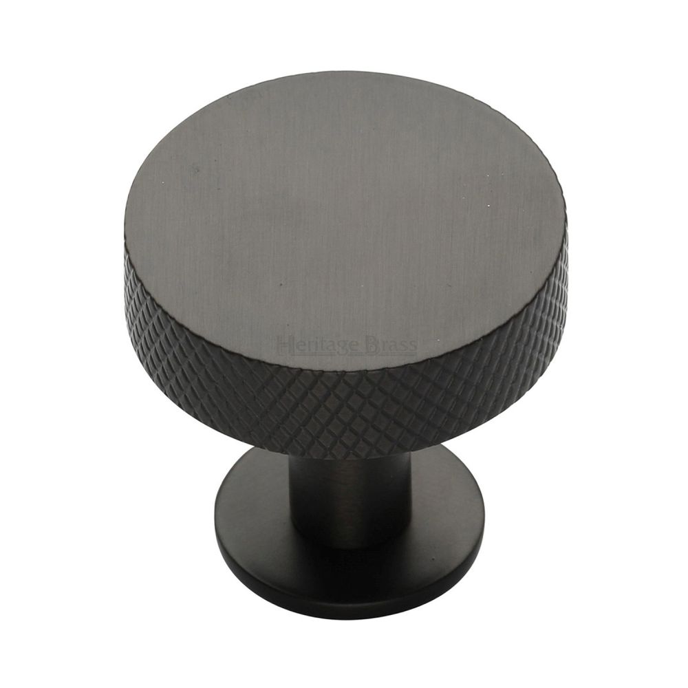 High quality image of Heritage Brass - Cabinet Knob Disc Knurled Design with Rose 38mm Matt Bronze Fin | Sku. c3882-38-mb | Trade Door Handles, Kendal.