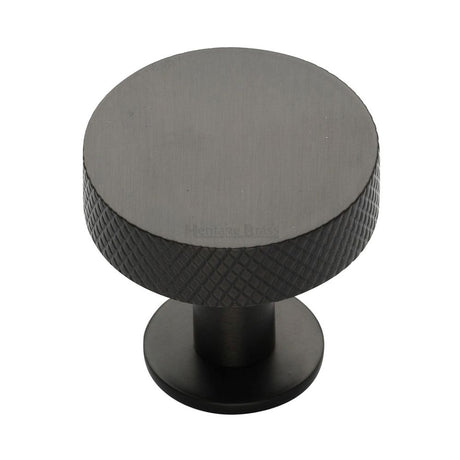 High quality image of Heritage Brass - Cabinet Knob Disc Knurled Design with Rose 38mm Matt Bronze Fin | Sku. c3882-38-mb | Trade Door Handles, Kendal.