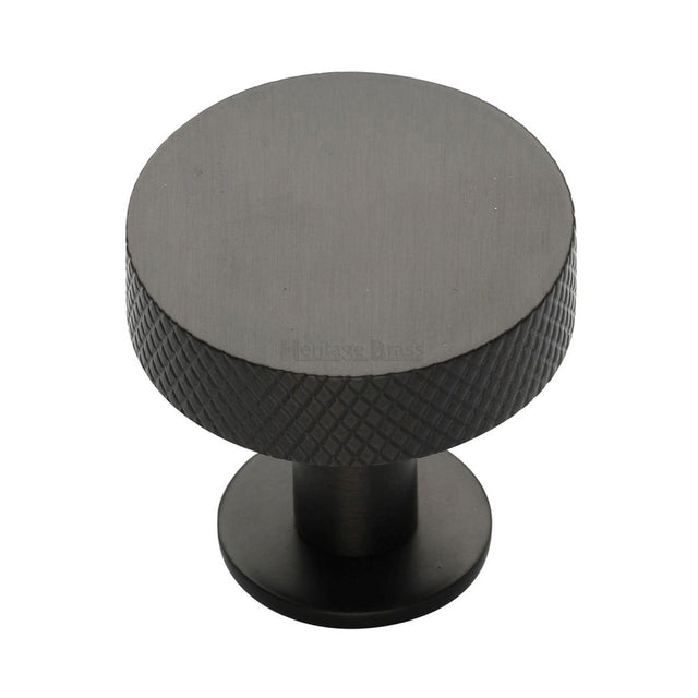 High quality image of Heritage Brass - Cabinet Knob Disc Knurled Design with Rose 38mm Matt Bronze Fin | Sku. c3882-38-mb | Trade Door Handles, Kendal.