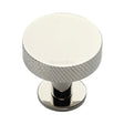 High quality image of Heritage Brass - Cabinet Knob Disc Knurled Design with Rose 38mm Polished Nickel Fin | Sku. c3882-38-pnf | Trade Door Handles, Kendal.
