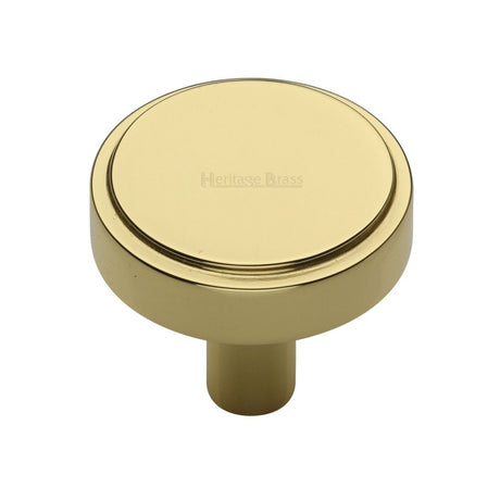 High quality image of Heritage Brass - Cabinet Knob Stepped Disc Design 38mm Polished Brass Finish | Sku. c3952-38-pb | Trade Door Handles, Kendal.