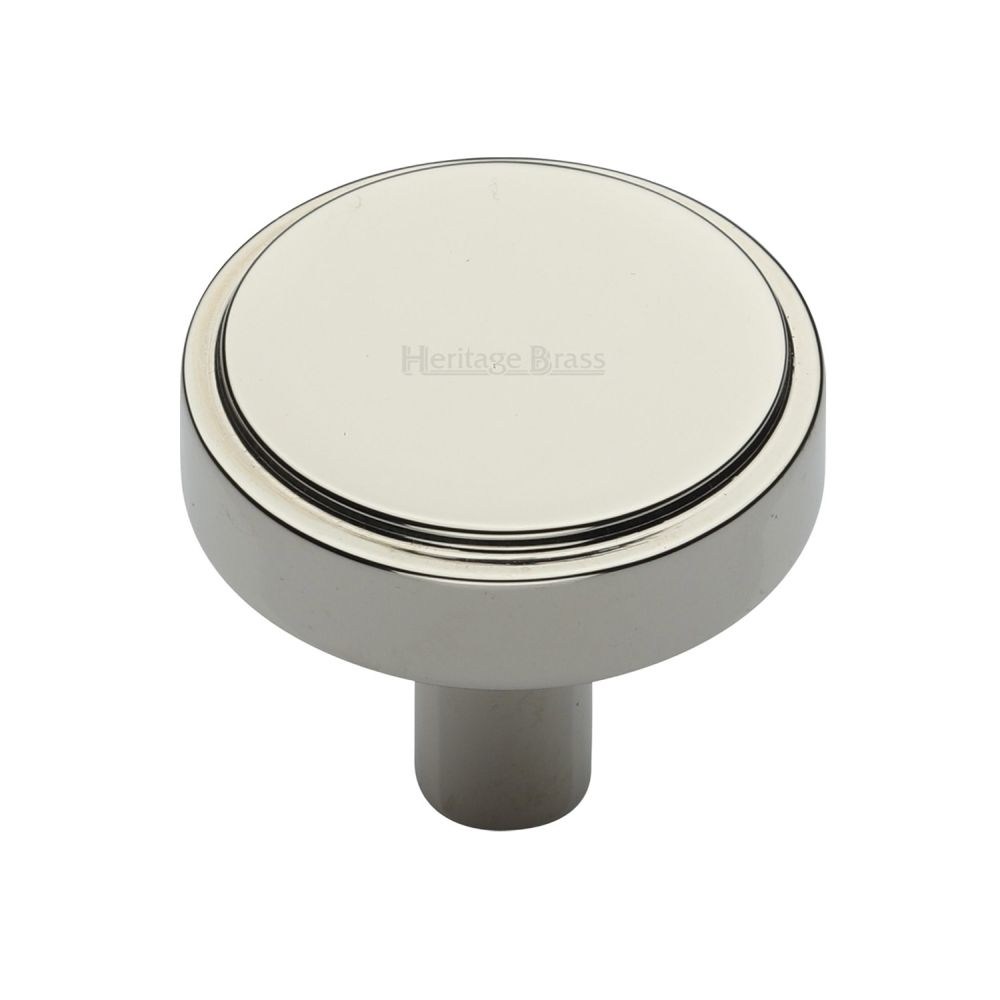 High quality image of Heritage Brass - Cabinet Knob Stepped Disc Design 38mm Polished Nickel Finish | Sku. c3952-38-pnf | Trade Door Handles, Kendal.