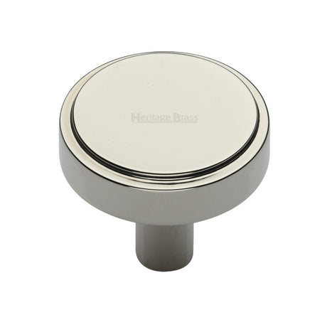 High quality image of Heritage Brass - Cabinet Knob Stepped Disc Design 38mm Polished Nickel Finish | Sku. c3952-38-pnf | Trade Door Handles, Kendal.