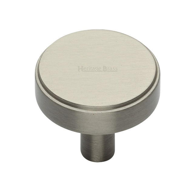 High quality image of Heritage Brass - Cabinet Knob Stepped Disc Design 38mm Satin Nickel Finish | Sku. c3952-38-sn | Trade Door Handles, Kendal.