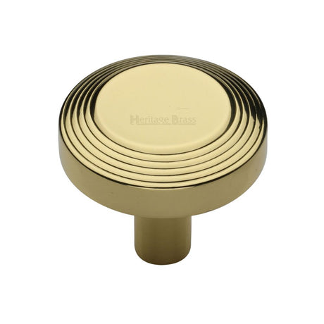 High quality image of Heritage Brass - Cabinet Knob Ridge Design 38mm Polished Brass Finish | Sku. c3956-38-pb | Trade Door Handles, Kendal.