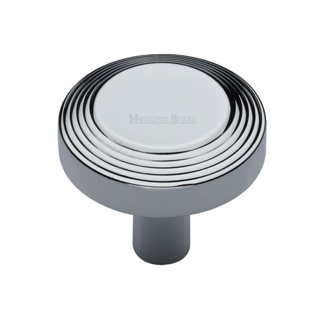 High quality image of Heritage Brass - Cabinet Knob Ridge Design 38mm Polished Chrome Finish | Sku. c3956-38-pc | Trade Door Handles, Kendal.