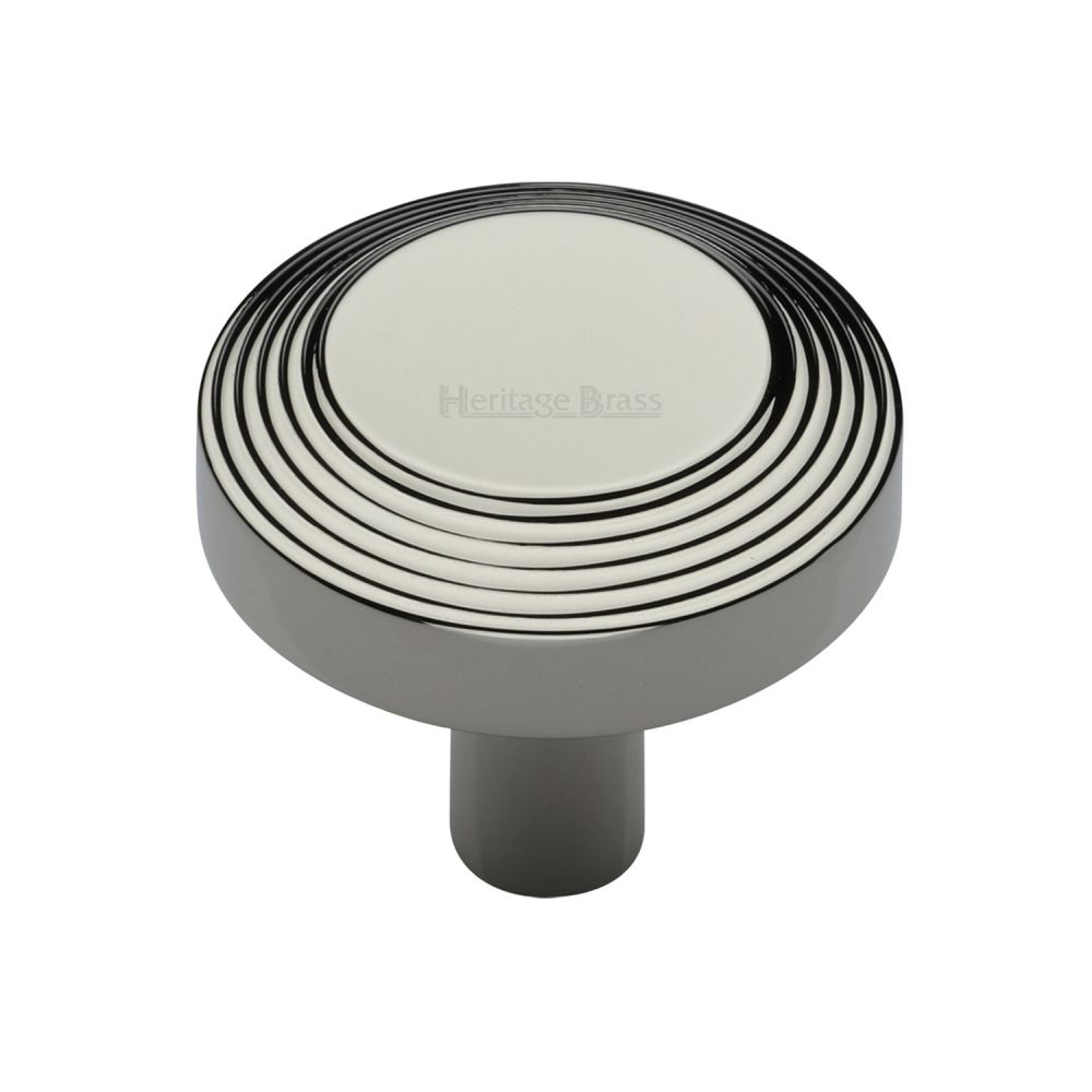 High quality image of Heritage Brass - Cabinet Knob Ridge Design 38mm Polished Nickel Finish | Sku. c3956-38-pnf | Trade Door Handles, Kendal.