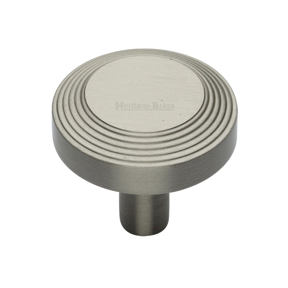 High quality image of Heritage Brass - Cabinet Knob Ridge Design 38mm Satin Nickel Finish | Sku. c3956-38-sn | Trade Door Handles, Kendal.