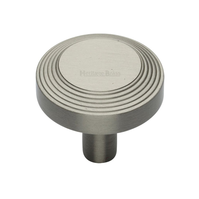 High quality image of Heritage Brass - Cabinet Knob Ridge Design 38mm Satin Nickel Finish | Sku. c3956-38-sn | Trade Door Handles, Kendal.