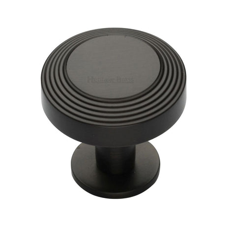 High quality image of Heritage Brass - Cabinet Knob Ridge Design with Rose 38mm Matt Bronze Finish | Sku. c3958-38-mb | Trade Door Handles, Kendal.