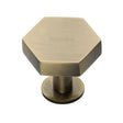 High quality image of Heritage Brass - Cabinet Knob Hexagon Design with Rose 38mm Antique Brass Finish | Sku. c4345-38-at | Trade Door Handles, Kendal.