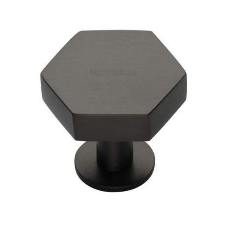 High quality image of Heritage Brass - Cabinet Knob Hexagon Design with Rose 38mm Matt Bronze Finish | Sku. c4345-38-mb | Trade Door Handles, Kendal.