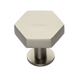 High quality image of Heritage Brass - Cabinet Knob Hexagon Design with Rose 38mm Satin Nickel Finish | Sku. c4345-38-sn | Trade Door Handles, Kendal.