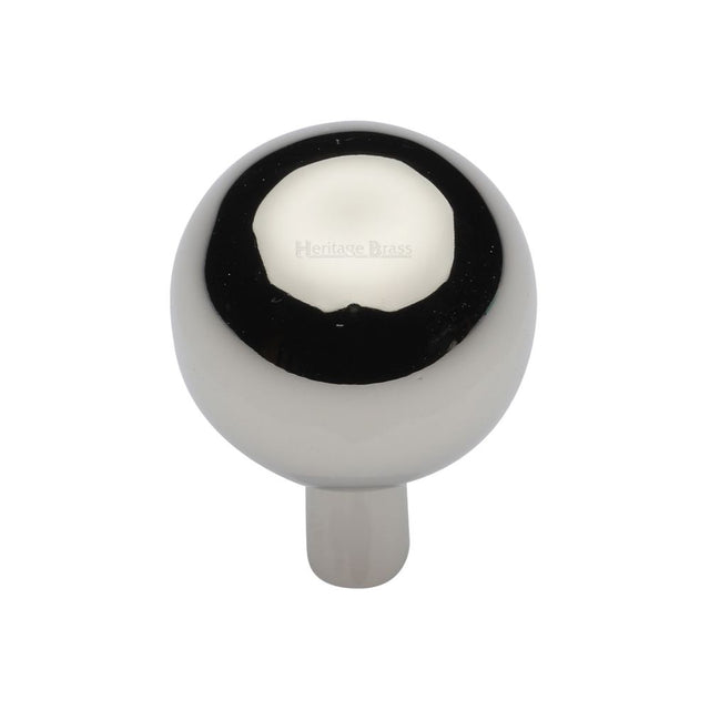 High quality image of Heritage Brass - Cabinet Knob Sphere Design 28mm Polished Nickel Finish | Sku. c8323-28-pnf | Trade Door Handles, Kendal.