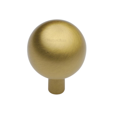 High quality image of Heritage Brass - Cabinet Knob Sphere Design 28mm Satin Brass Finish | Sku. c8323-28-sb | Trade Door Handles, Kendal.