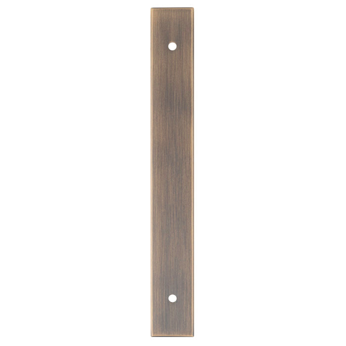 High quality image of Alexander & Wilks - Rectangular Cabinet Pull Backplate 168X22X3mm - 128mm C/C - Antique Brass | Sku.AWBP128AB | Trade Door Handles.