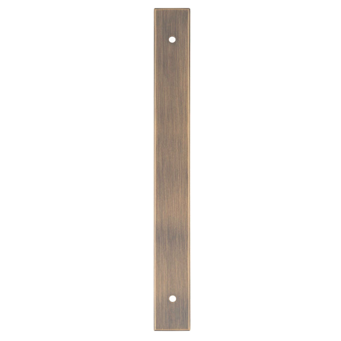 High quality image of Alexander & Wilks - Rectangular Cabinet Pull Backplate 200X22X3mm - 160mm C/C - Antique Brass | Sku.AWBP160AB | Trade Door Handles.