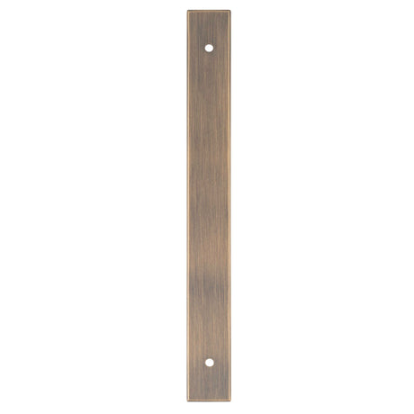 High quality image of Alexander & Wilks - Rectangular Cabinet Pull Backplate 200X22X3mm - 160mm C/C - Antique Brass | Sku.AWBP160AB | Trade Door Handles.