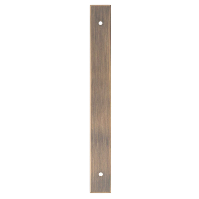 High quality image of Alexander & Wilks - Rectangular Cabinet Pull Backplate 200X22X3mm - 160mm C/C - Antique Brass | Sku.AWBP160AB | Trade Door Handles.