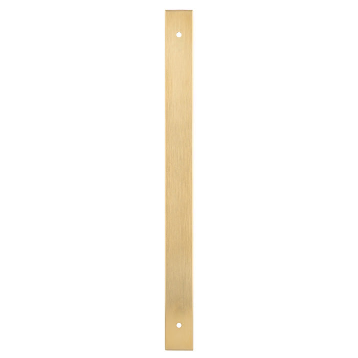 High quality image of Alexander & Wilks - Rectangular Cabinet Pull Backplate-Satin Brass Pvd-264X22X3mm - 224mm C/C | Sku.AWBP224SBPVD | Trade Door Handles.