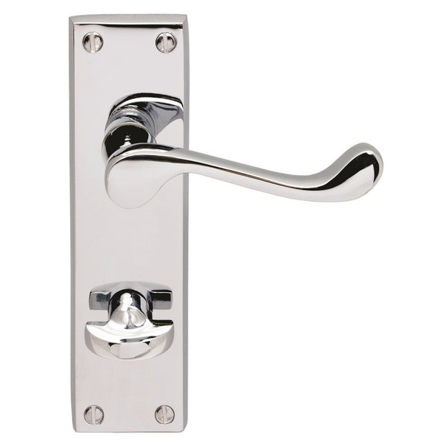 High quality image of Carlisle Brass - Contract Victorian Scroll Lever on WC Backplate - Polished Chrome | Sku. cbs54wccp | Trade Door Handles.