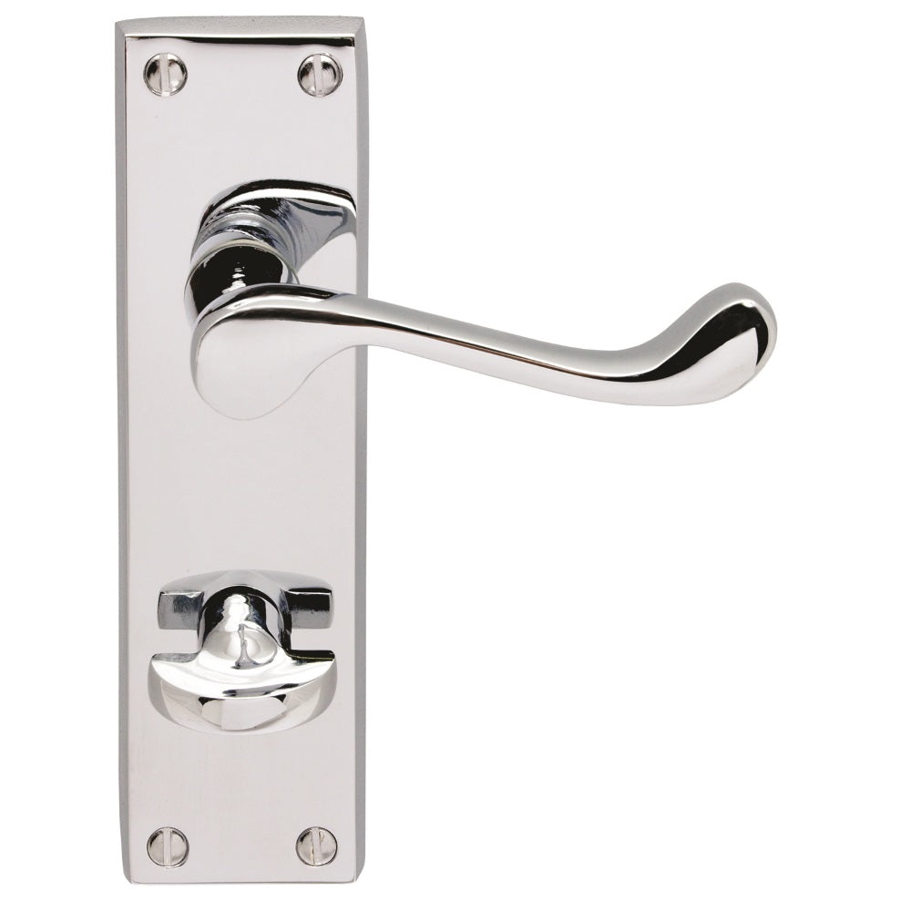 High quality image of Carlisle Brass - Victorian Scroll Lever on WC Backplate - Polished Chrome | Sku. dl54wccp | Trade Door Handles.
