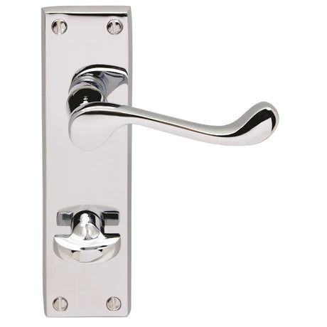 High quality image of Carlisle Brass - Victorian Scroll Lever on WC Backplate - Polished Chrome | Sku. dl54wccp | Trade Door Handles.