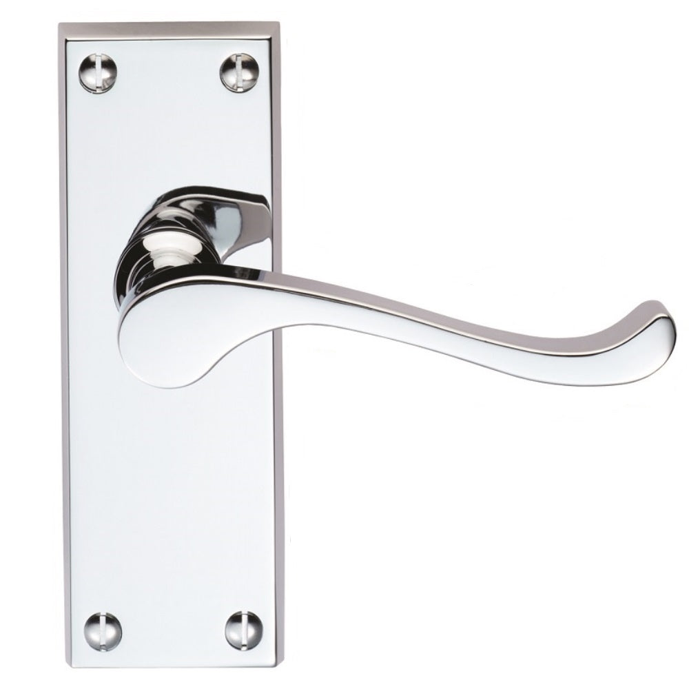 High quality image of Carlisle Brass - Contract Victorian Scroll Lever on Latch Backplate - Polished Chrome | Sku. cbs55cp | Trade Door Handles.