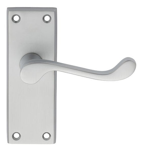 High quality image of Carlisle Brass - Contract Victorian Scroll Lever on Latch Backplate - Satin Chrome | Sku. cbs55sc | Trade Door Handles.