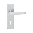 High quality image of Carlisle Brass - Contract Victorian Lever on Lock Backplate - Satin Chrome | Sku. cbv30sc | Trade Door Handles.