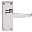 High quality image of Carlisle Brass - Contract Victorian Lever on Latch Backplate - Polished Chrome | Sku. cbv31cp | Trade Door Handles.