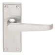 High quality image of Carlisle Brass - Victorian Lever on Latch Backplate - Satin Chrome | Sku. m31sc | Trade Door Handles.