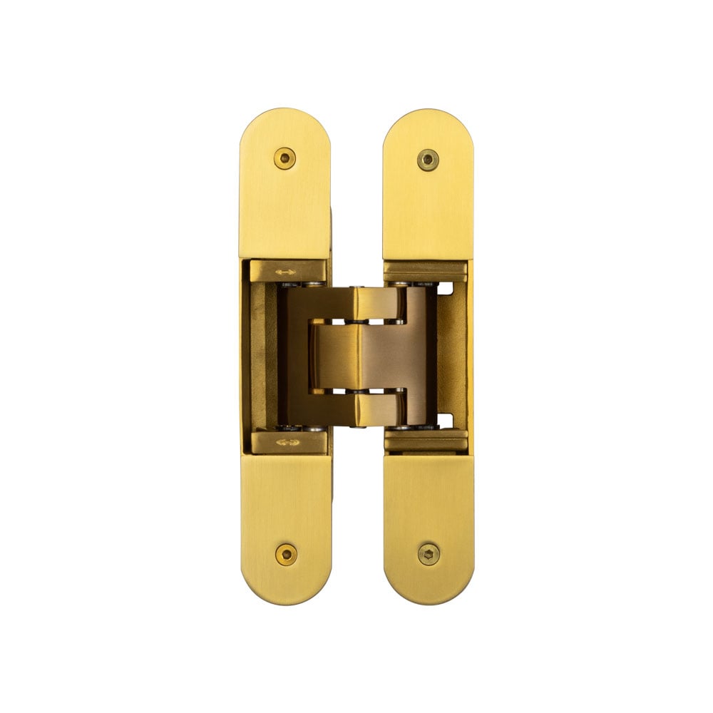 High quality image of Frelan - Ghost 160mm 3D Concealed Hinge Satin Brass Sku. CH100SB