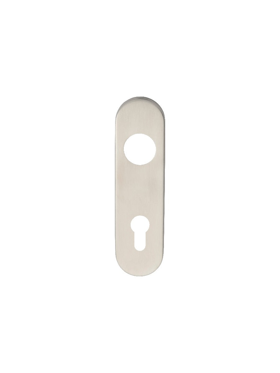 High quality image of Eurospec - Radius Covers for Euro Lock Backplate 72mm Din - Satin Stainless Stee | Sku. cpre1170-72sss | Trade Door Handles.