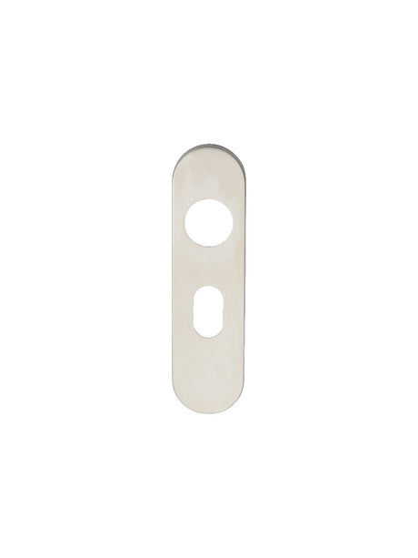 High quality image of Eurospec - Radius Covers for Oval Lock Backplate - Satin Stainless Steel | Sku. cpru1170sss | Trade Door Handles.