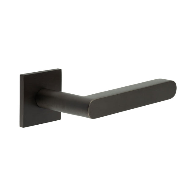 High quality image of CRES - CR-101 Dark Bronze Sprung Square Rose Door Handle Sku. CR-101B1DB