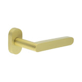 High quality image of CRES - CR-101 Satin Brass Multi Point Oval Rose Door Handle Sku. CR-101C4SB