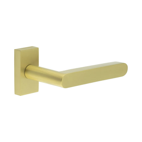 High quality image of CRES - CR-101 Satin Brass Multi Point Rectangular Rose Door Handle Sku. CR-101D4SB